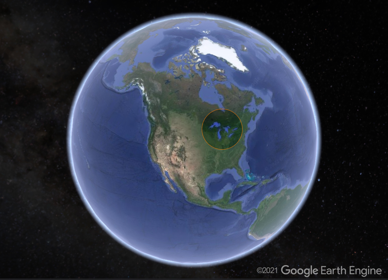 The Great Lakes as shown on Google Earth app.